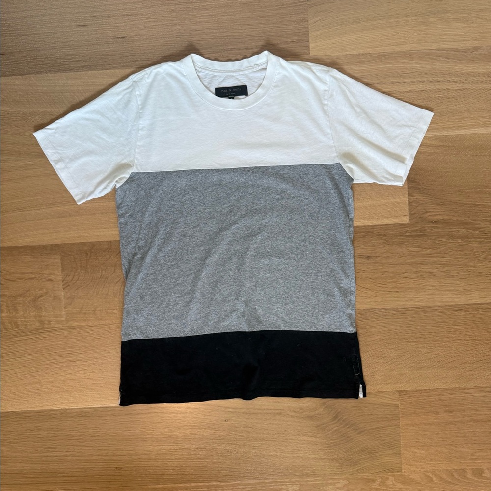 rag & bone White, Gray, and Black Colorblock Tee